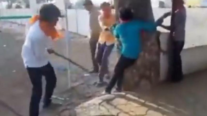 Sri Ram Sena activists beat Muslim boys for having suspected beef Sri Ram Sena activists beat Muslim boys for having suspected beef