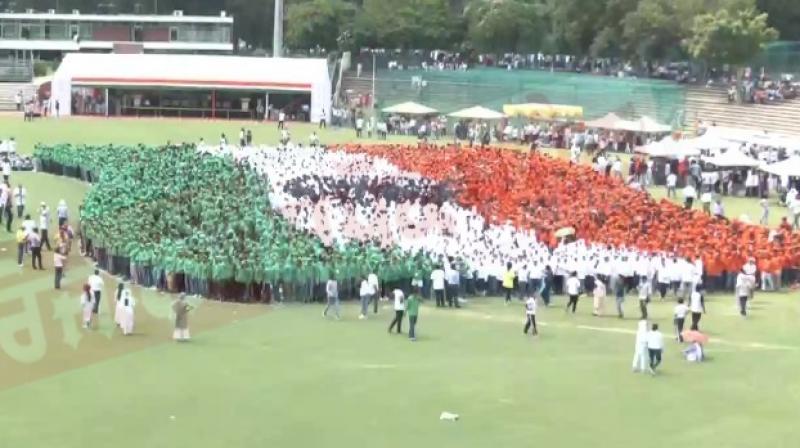 Guinness World Record for the largest human image at Chandigarh Guinness World Record for the largest human image at Chandigarh