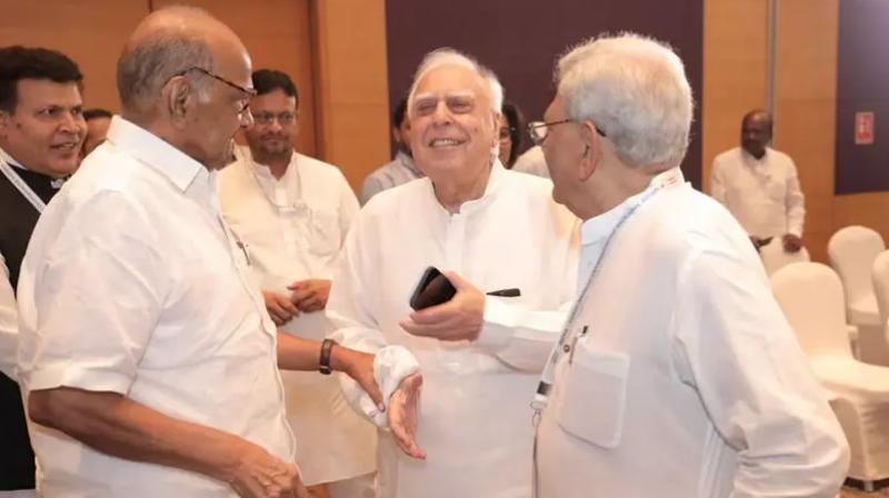 Kabil Sibbal with INDIA leaders. Kabil Sibbal with INDIA leaders.