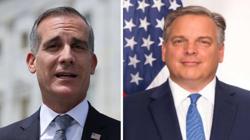 Eric Garcetti (L) and Donald Blome (R). Eric Garcetti (L) and Donald Blome (R).