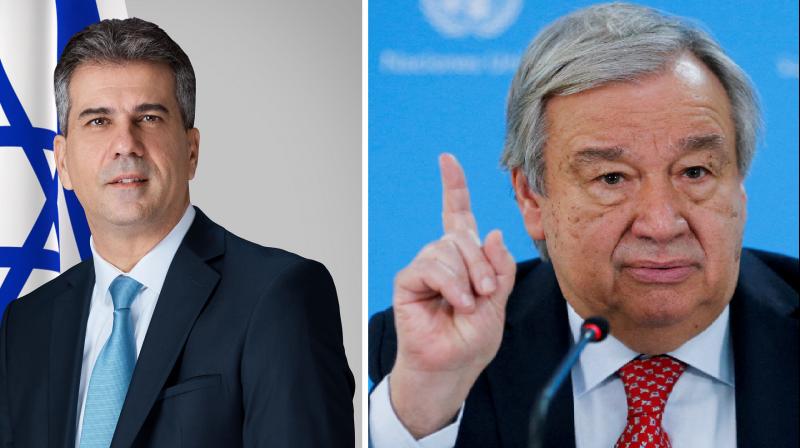 Eli Cohen and Antonio Guterres Eli Cohen and Antonio Guterres