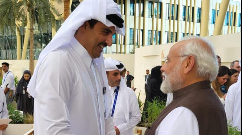 PM Modi with Sheikh Samim Bin Haman al thani