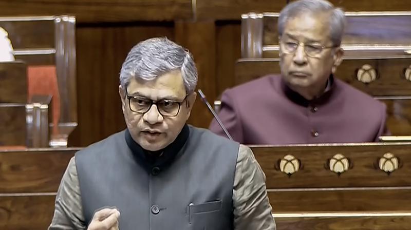 New Delhi: Union Minister Ashwini Vaishnaw speaks in the Rajya Sabha on the first day of the Winter session of Parliament, in New Delhi, Monday, Dec. 4, 2023. (PTI Photo) New Delhi: Union Minister Ashwini Vaishnaw speaks in the Rajya Sabha on the first day of the Winter session of Parliament, in New Delhi, Monday, Dec. 4, 2023. (PTI Photo)