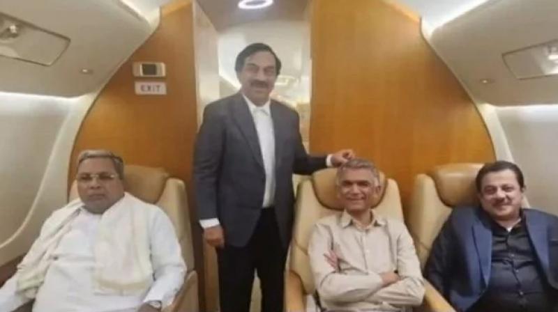 Chief Minister of Karnataka traveling in a private plane 