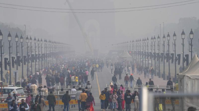 New Delhi: People take a stroll on the Kartavya Path on the new year day, in New Delhi, Monday, Jan. 1, 2024. (PTI Photo/Arun Sharma) New Delhi: People take a stroll on the Kartavya Path on the new year day, in New Delhi, Monday, Jan. 1, 2024. (PTI Photo/Arun Sharma)