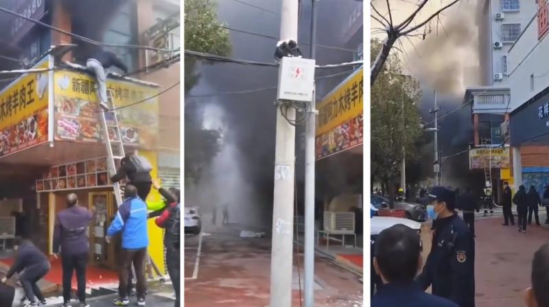 A fire broke out in China, videos viral in internet.