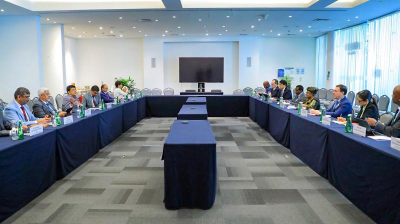 Abu Dhabi: Union Minister for Commerce & Industry Piyush Goyal with World Trade Organization (WTO) Director-General Ngozi Okonjo-Iweala during the 13th WTO Ministerial Conference, in Abu Dhabi, UAE. (PTI Photo)