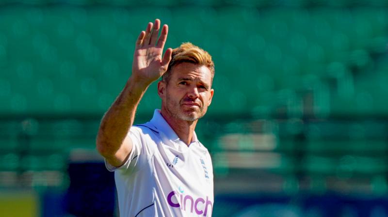 Dharamsala: England's James Anderson after taking the wicket of India's Kuldeep Yadav during the 3rd day of the fifth Test cricket match between India and England, in Dharamsala, Satutday, March 9, 2024. Anderson became the third bowler to complete 700 wickets in Tests during the fifth Test match. (PTI Photo/Shahbaz Khan)