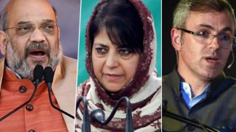 Amit Shah, Mehboob Mufti, Omar Abdullah