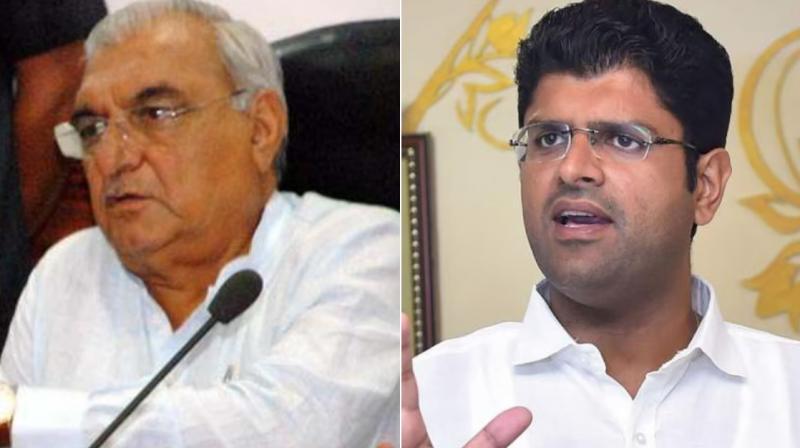 Bhupinder Singh Hooda and Dushyant Chautala Bhupinder Singh Hooda and Dushyant Chautala
