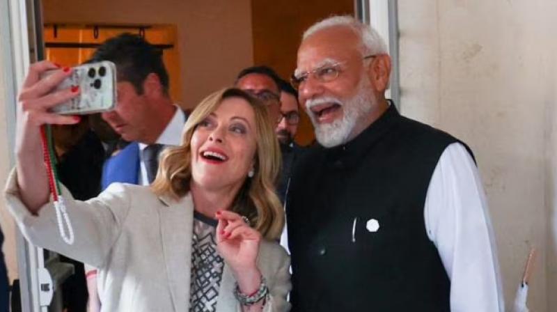 Italian Prime Minister Meloni with PM Modi. Italian Prime Minister Meloni with PM Modi.