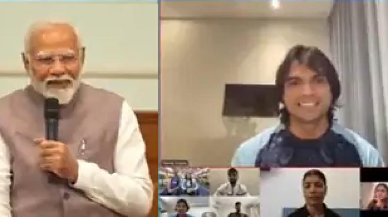 PM Modi and Neeraj Chopra PM Modi and Neeraj Chopra