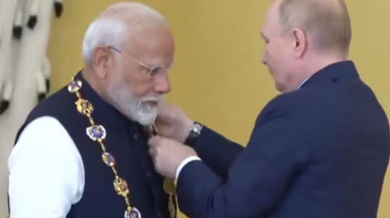 PM Modi honored with Russia's highest official honour. PM Modi honored with Russia's highest official honour.