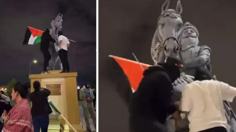 Statue of Maharaja Ranjit Singh was desecrated Statue of Maharaja Ranjit Singh was desecrated