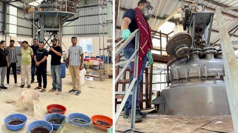 MD drug and its raw materials valued at Rs 1,814 crore seized from a factory in Madhya Pradesh's Bhopal. (PTI Photo) MD drug and its raw materials valued at Rs 1,814 crore seized from a factory in Madhya Pradesh's Bhopal. (PTI Photo)