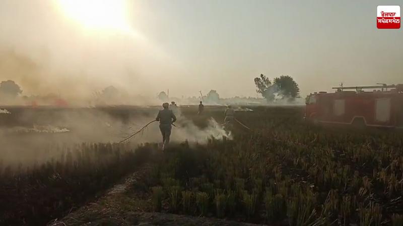Farmers Set Fire to Stubble, Police Administration Reached the Spot in Moga Latest News in Punjabi