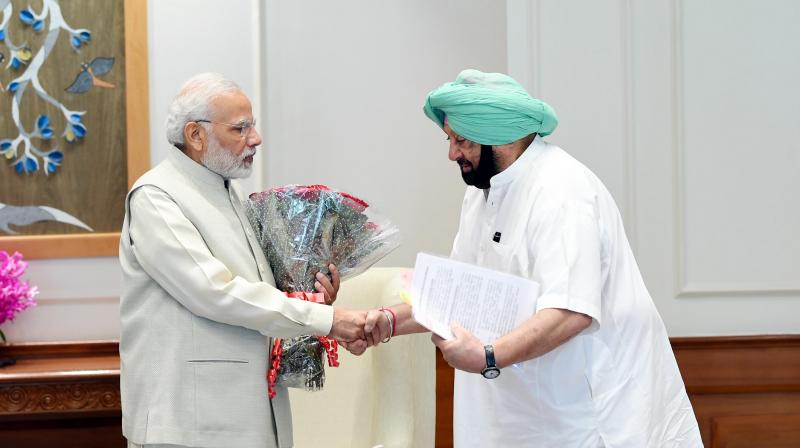 CM Captain Amrinder Singh With PM Narendra Modi
