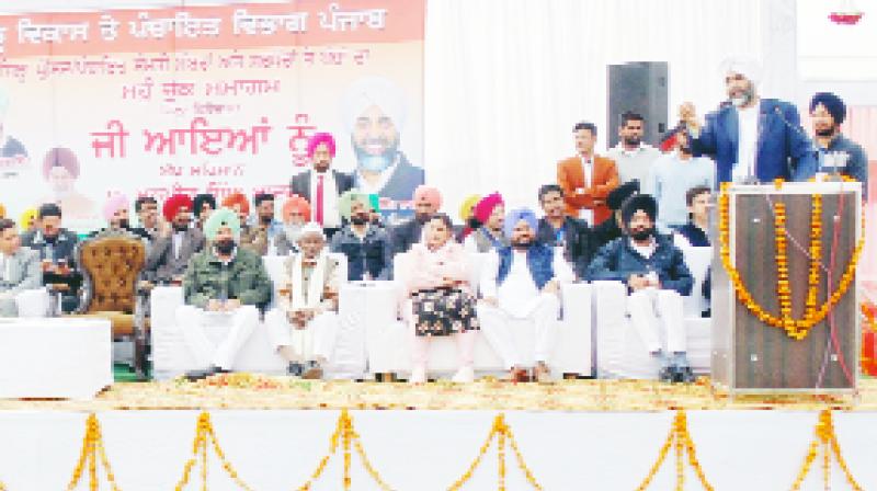 Manpreet Badal during Panchayats Function Manpreet Badal during Panchayats Function