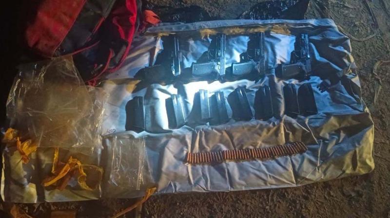 Weapons dropped by drone near the border in Jammu, two arrested Weapons dropped by drone near the border in Jammu, two arrested