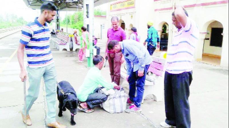 Police team checking at Railway Station