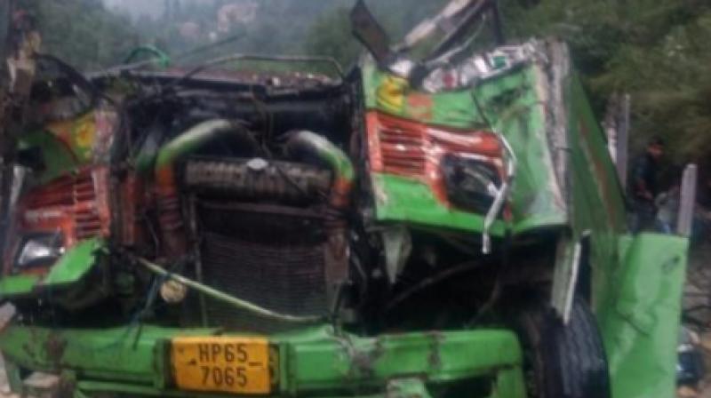 Bus fell into a deep gorge near banjar area of kullu district Bus fell into a deep gorge near banjar area of kullu district