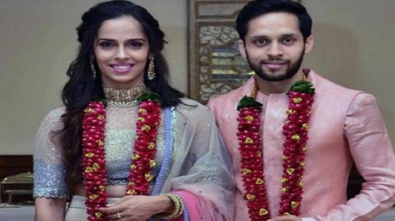  Saina Nehwal with Husband  Parupalli Kashyap