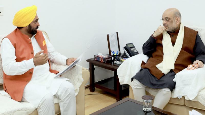 Punjab CM Bhagwant Mann meets Amit Shah Punjab CM Bhagwant Mann meets Amit Shah
