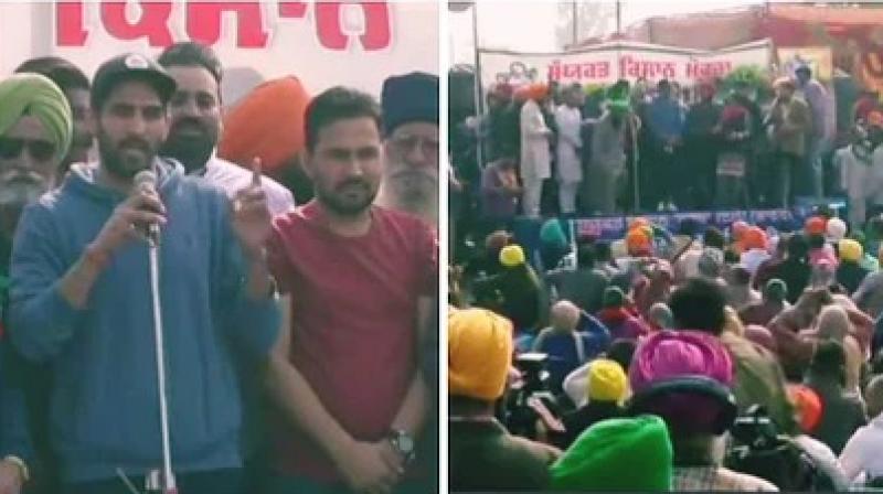 Boxer Vijender Singh joins the farmers' agitation at Singhu border Boxer Vijender Singh joins the farmers' agitation at Singhu border