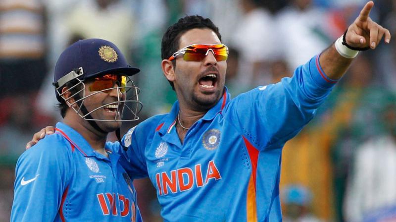 Dhoni with Yuvraj 