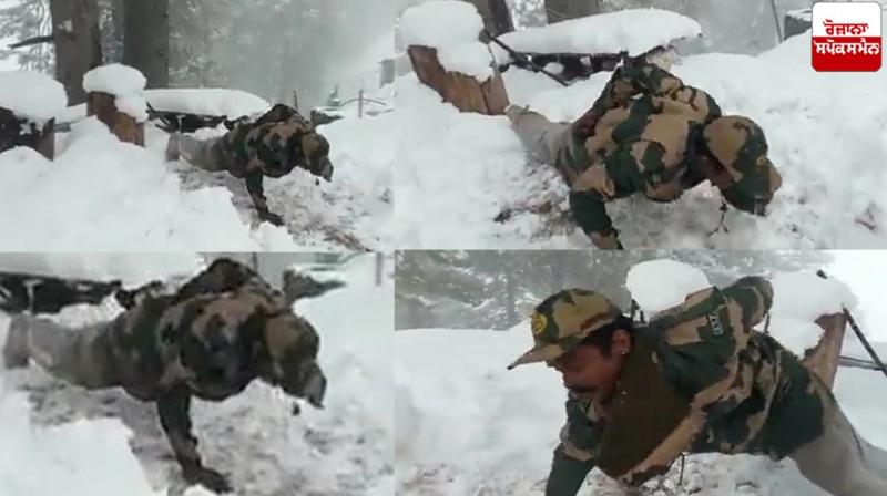 One Handed Push Ups by army official in snowfall, VIDEO viral One Handed Push Ups by army official in snowfall, VIDEO viral