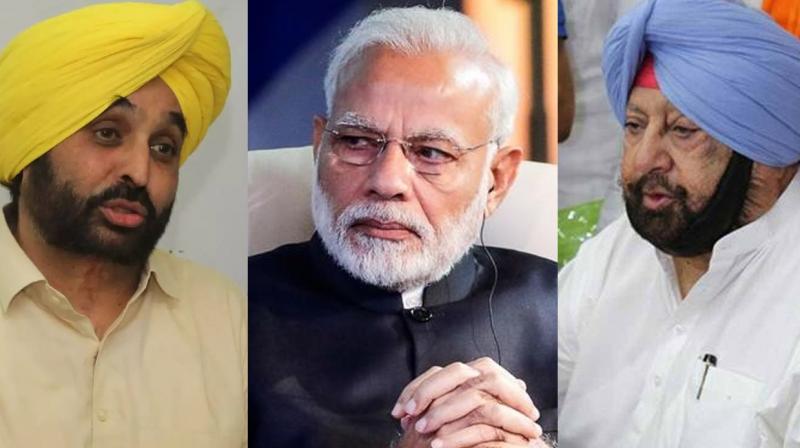 Bhagwant Mann,Narendra Modi and Amarinder Singh