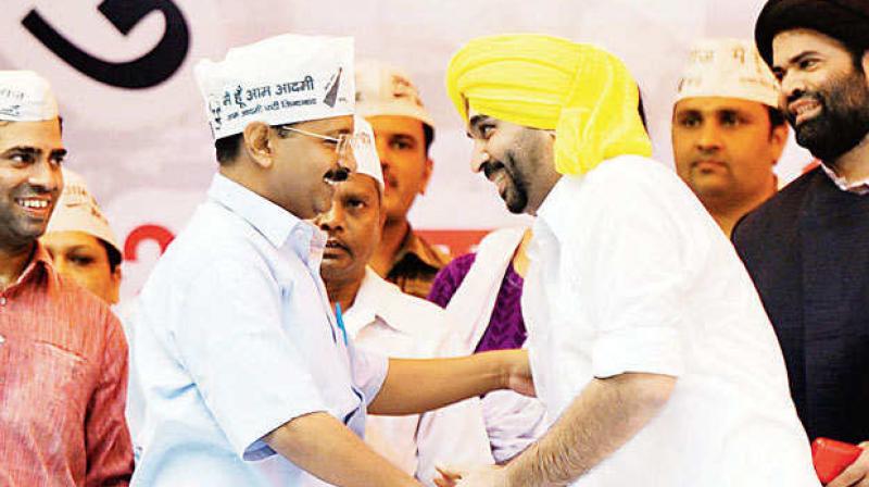 Bhagwant Mann with Arvind Kejriwal