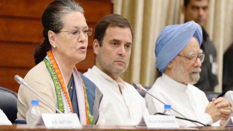 Sonia Gandhi, Rahul Gandhi, Manmohan Singh 