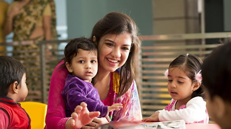 Parents take care of child Parents take care of child