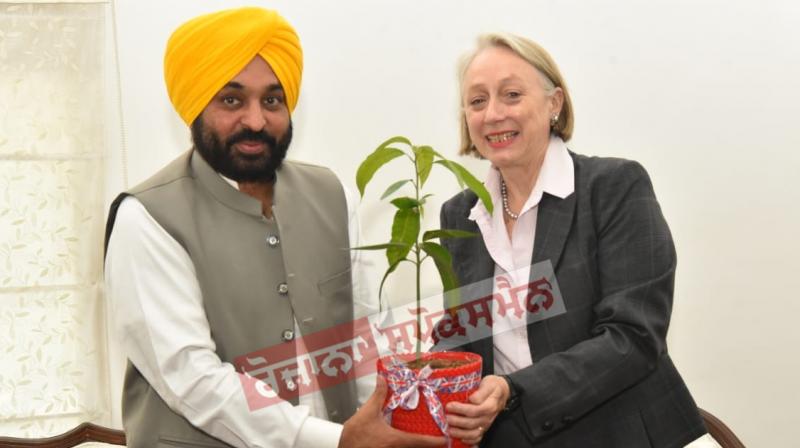 British Deputy High Commissioner Caroline Rowett calls on Bhagwant Mann British Deputy High Commissioner Caroline Rowett calls on Bhagwant Mann