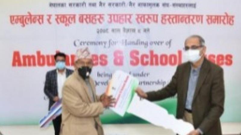 India gifts 39 ambulances, 6 school buses to Nepal