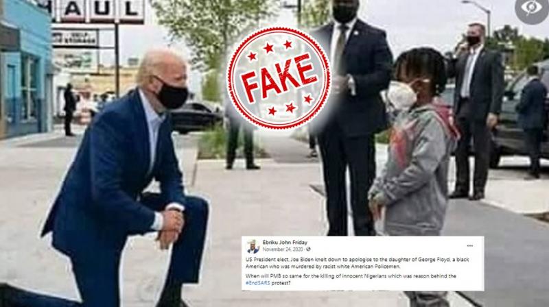 Joe Biden Is Not Kneeling Before George Floyd's Daughter Joe Biden Is Not Kneeling Before George Floyd's Daughter