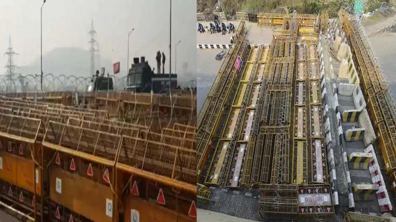 Heavy barricading at Ghazipur border Heavy barricading at Ghazipur border