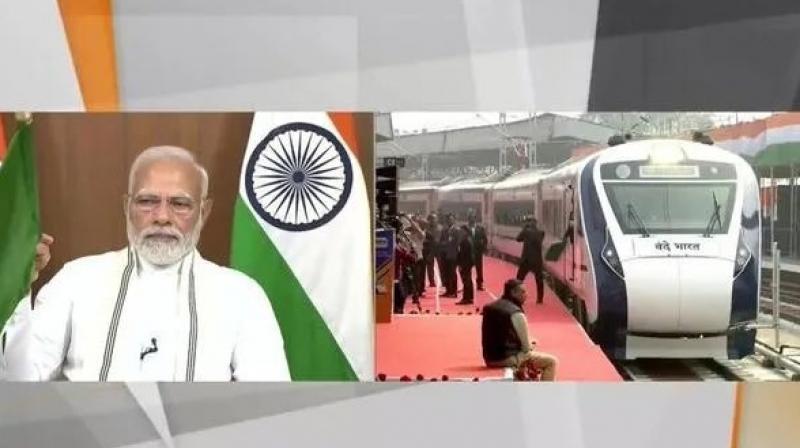 PM Modi flags off 7th 'Vande Bharat' Express after cremating mother PM Modi flags off 7th 'Vande Bharat' Express after cremating mother