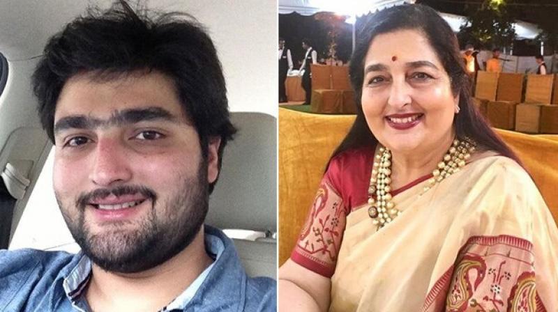 Anuradha Paudwal with his son Aditya Paudwal Anuradha Paudwal with his son Aditya Paudwal