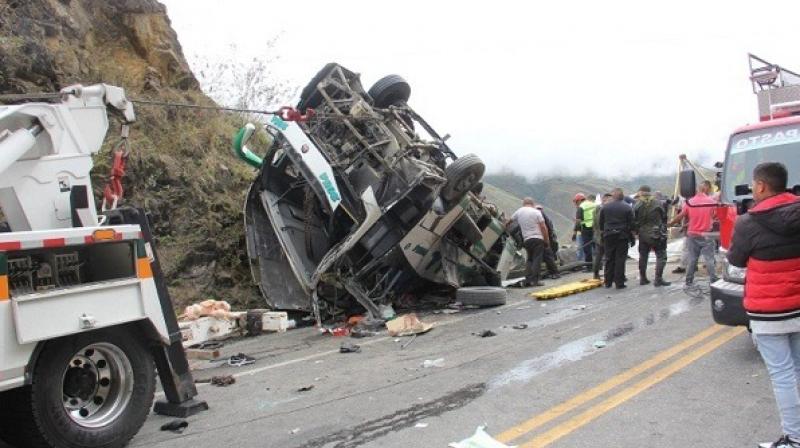 Overturned bus in Colombia kills 20 passengers and injures dozens Overturned bus in Colombia kills 20 passengers and injures dozens