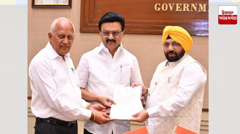 Harbhajan Singh ETO and Barinder Kumar Goyal meet Tamil Nadu Chief Minister MK Stalin Harbhajan Singh ETO and Barinder Kumar Goyal meet Tamil Nadu Chief Minister MK Stalin