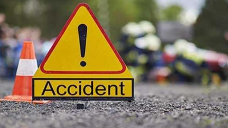 Truck and car collision at Hanumangarh-Jaipur Highway Truck and car collision at Hanumangarh-Jaipur Highway