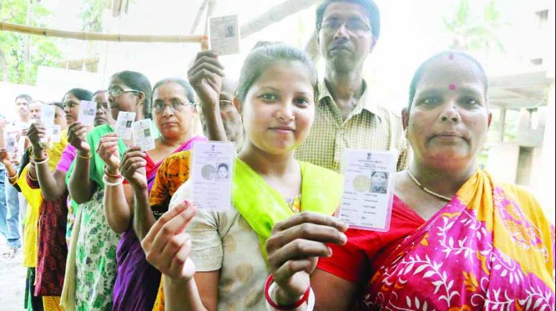 People standing in line for Voting