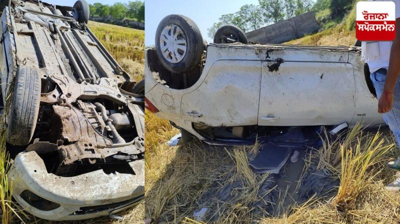 Car in the Overturned  fields near jaito