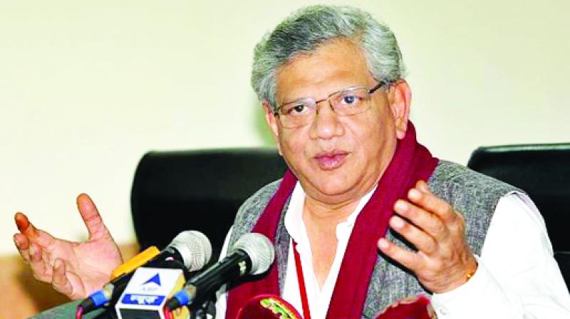 Sitaram Yechury Manhandled During Press Conference Sitaram Yechury Manhandled During Press Conference