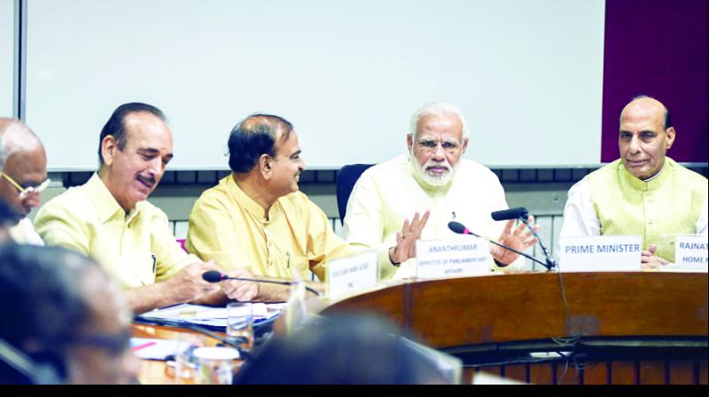 Prime Minister Narendra Modi while addressing the All-Party Meeting.