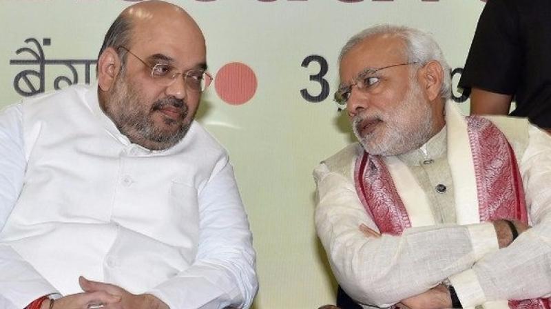 PM Narendra Modi with BJP Chief Amit Shah