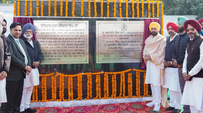  CM Channi inaugurates statue of Baba Maharaj Singh Ji at village Rabbon Uchi