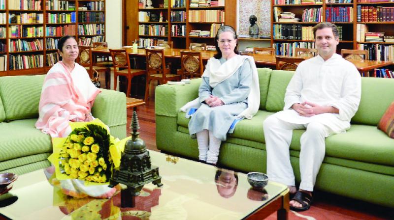 During the meeting with Rahul Gandhi and Sonia Gandhi, Mamata Banerjee During the meeting with Rahul Gandhi and Sonia Gandhi, Mamata Banerjee
